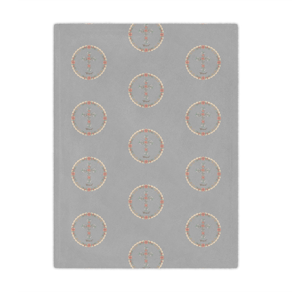 Personalized Grey Circle Mandala Minky Blanket — Soft Decorative Throw for Living Room & Nursery