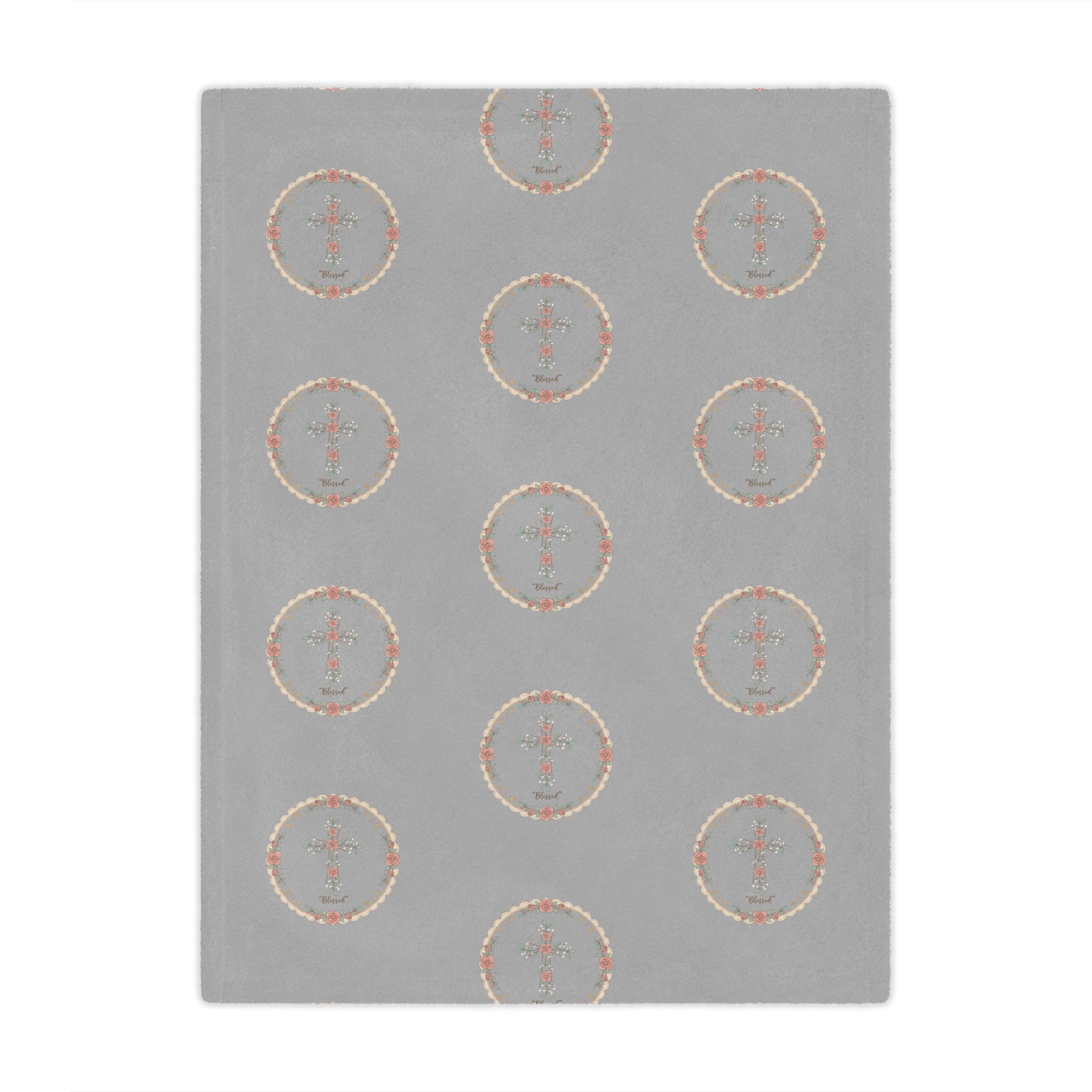 Personalized Grey Circle Mandala Minky Blanket — Soft Decorative Throw for Living Room & Nursery