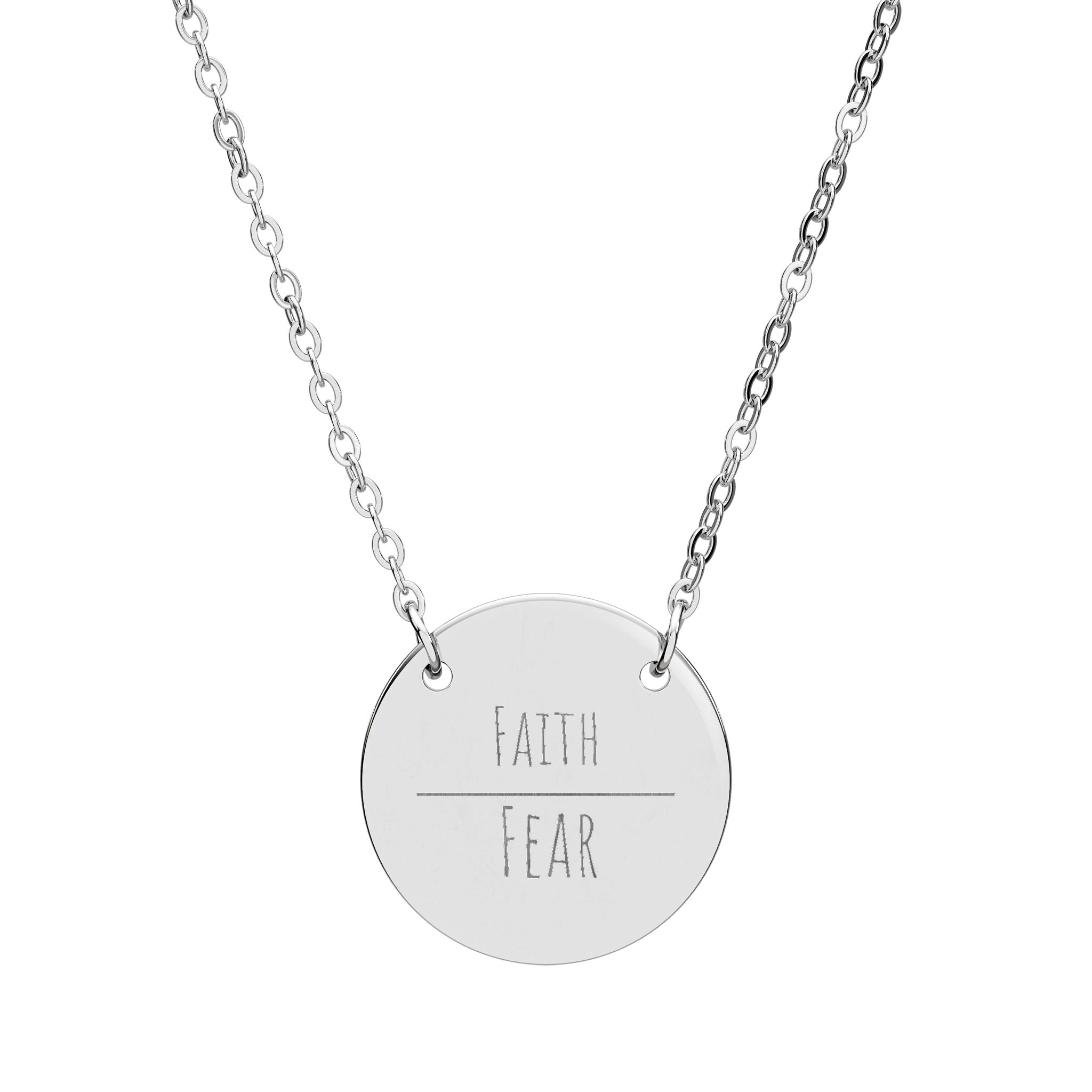 Faith Over Fear Circle Necklace | Engraved Pendant