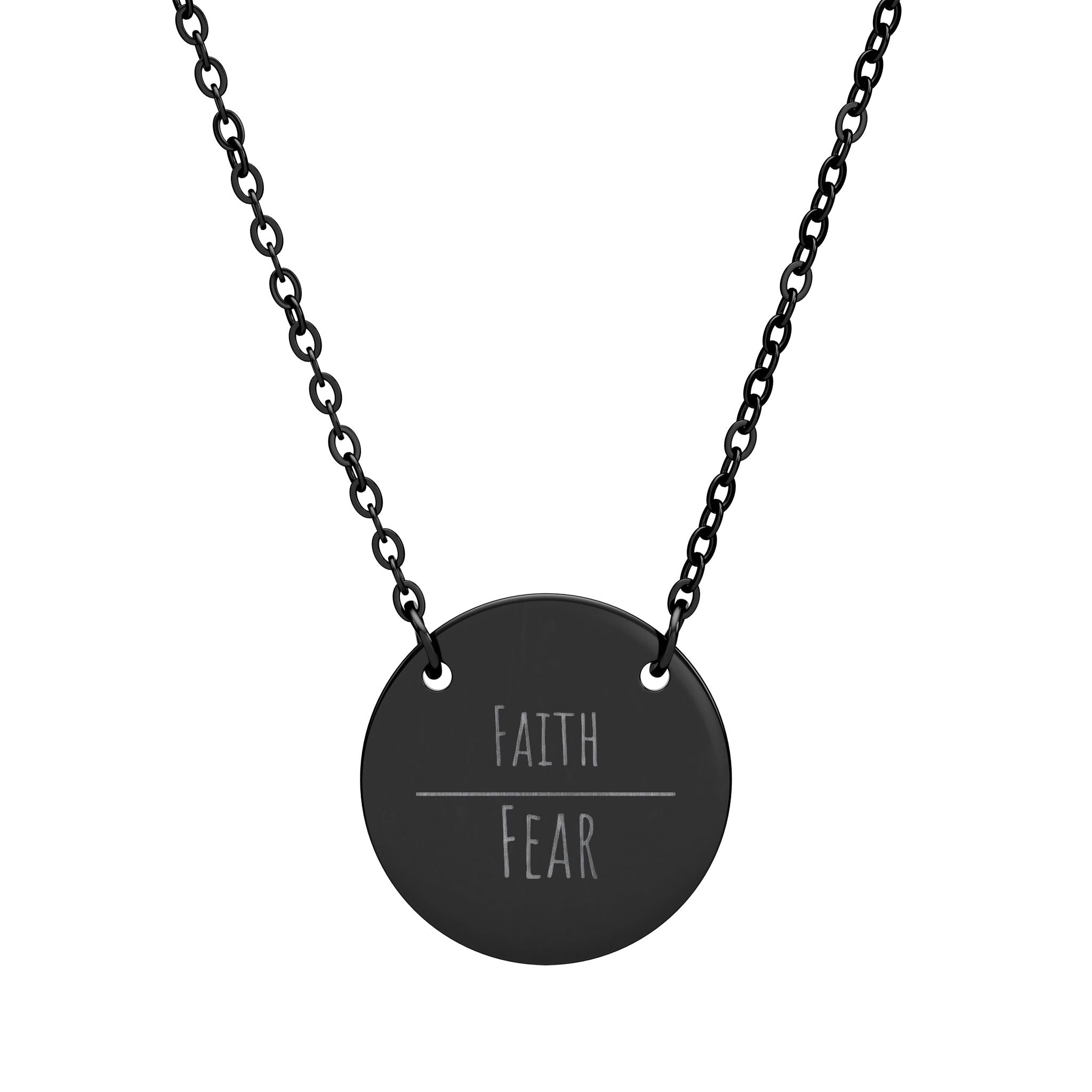 Faith Over Fear Circle Necklace | Engraved Pendant