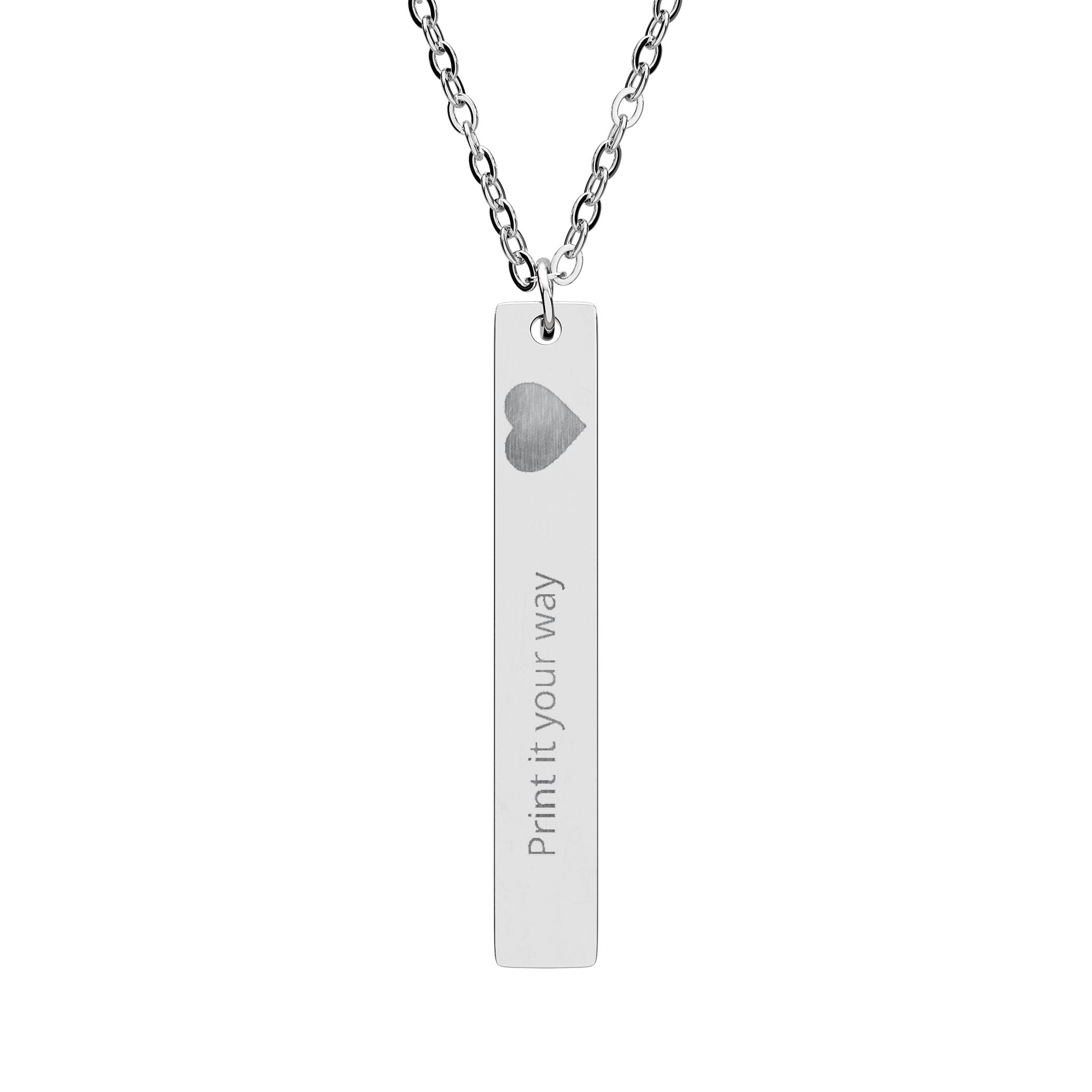 Engraved Heart Vertical Bar Necklace | Personalized Bar Necklace