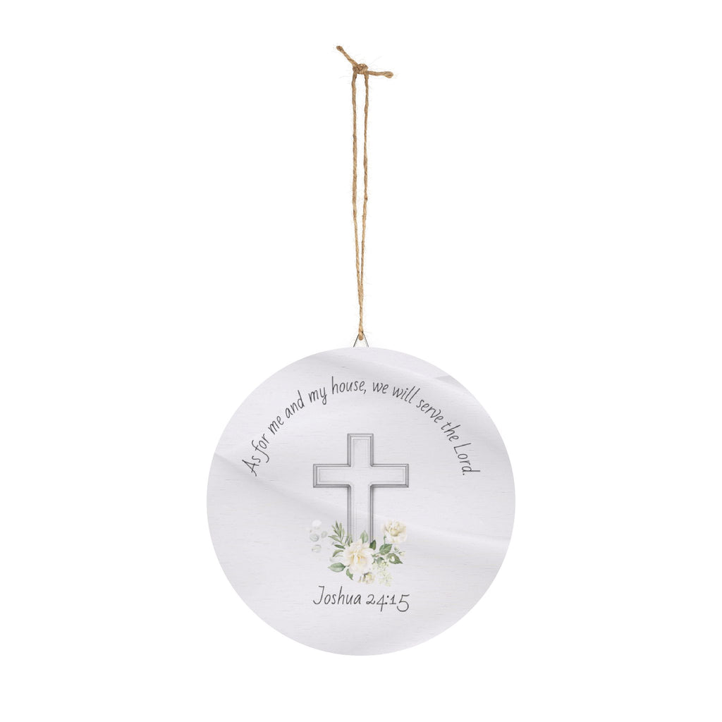 Joshua 24:15 Cross Floral Wood Sign | Round Scripture Home Decor