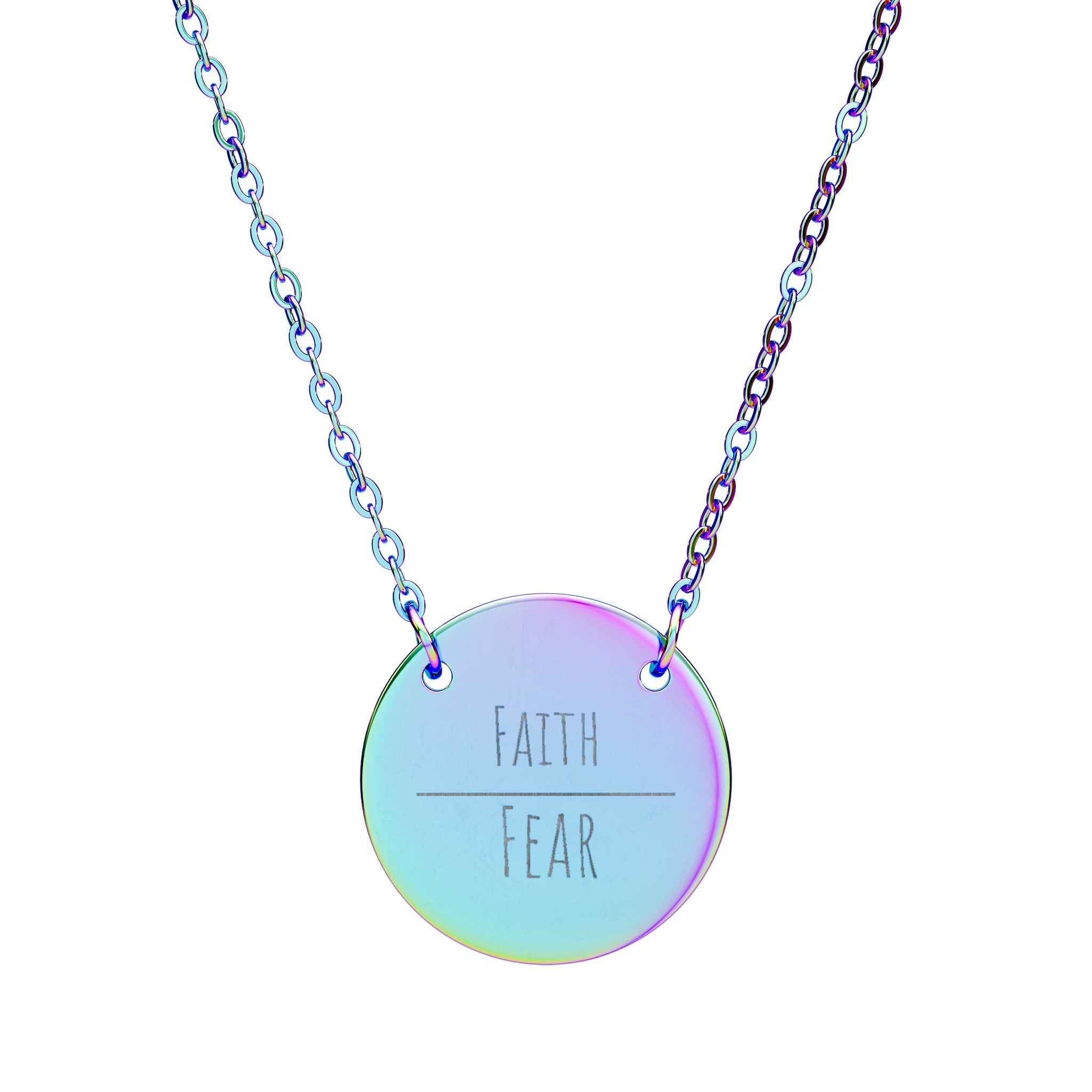 Faith Over Fear Circle Necklace | Engraved Pendant