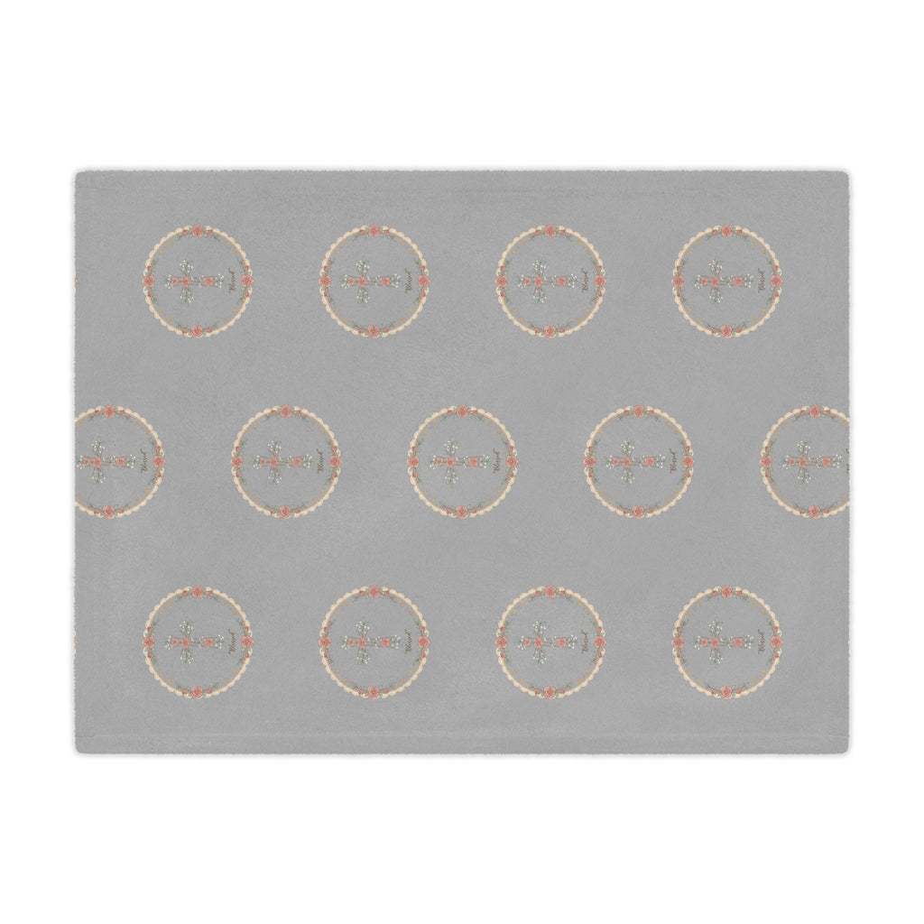 Personalized Grey Circle Mandala Minky Blanket — Soft Decorative Throw for Living Room & Nursery
