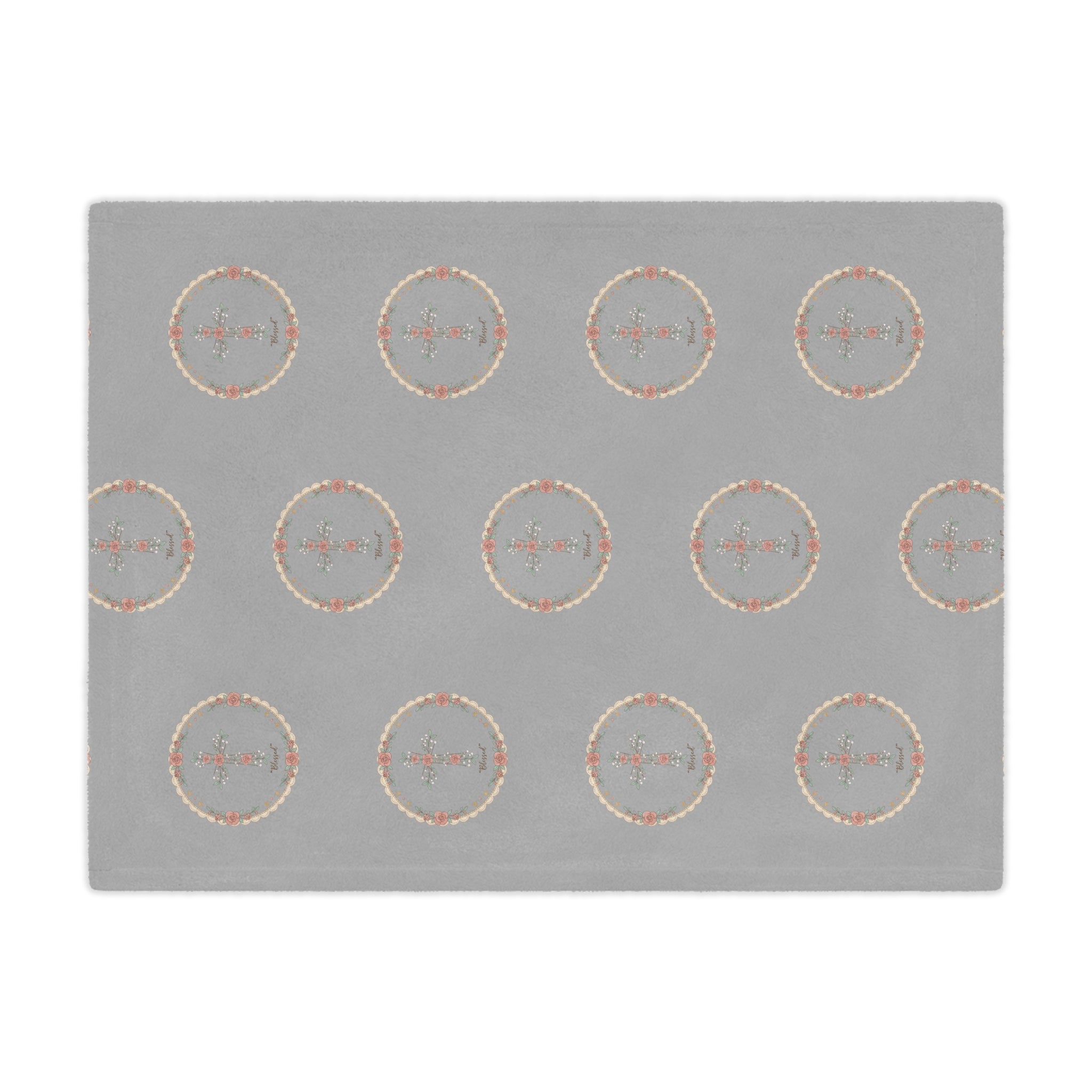 Personalized Grey Circle Mandala Minky Blanket — Soft Decorative Throw for Living Room & Nursery