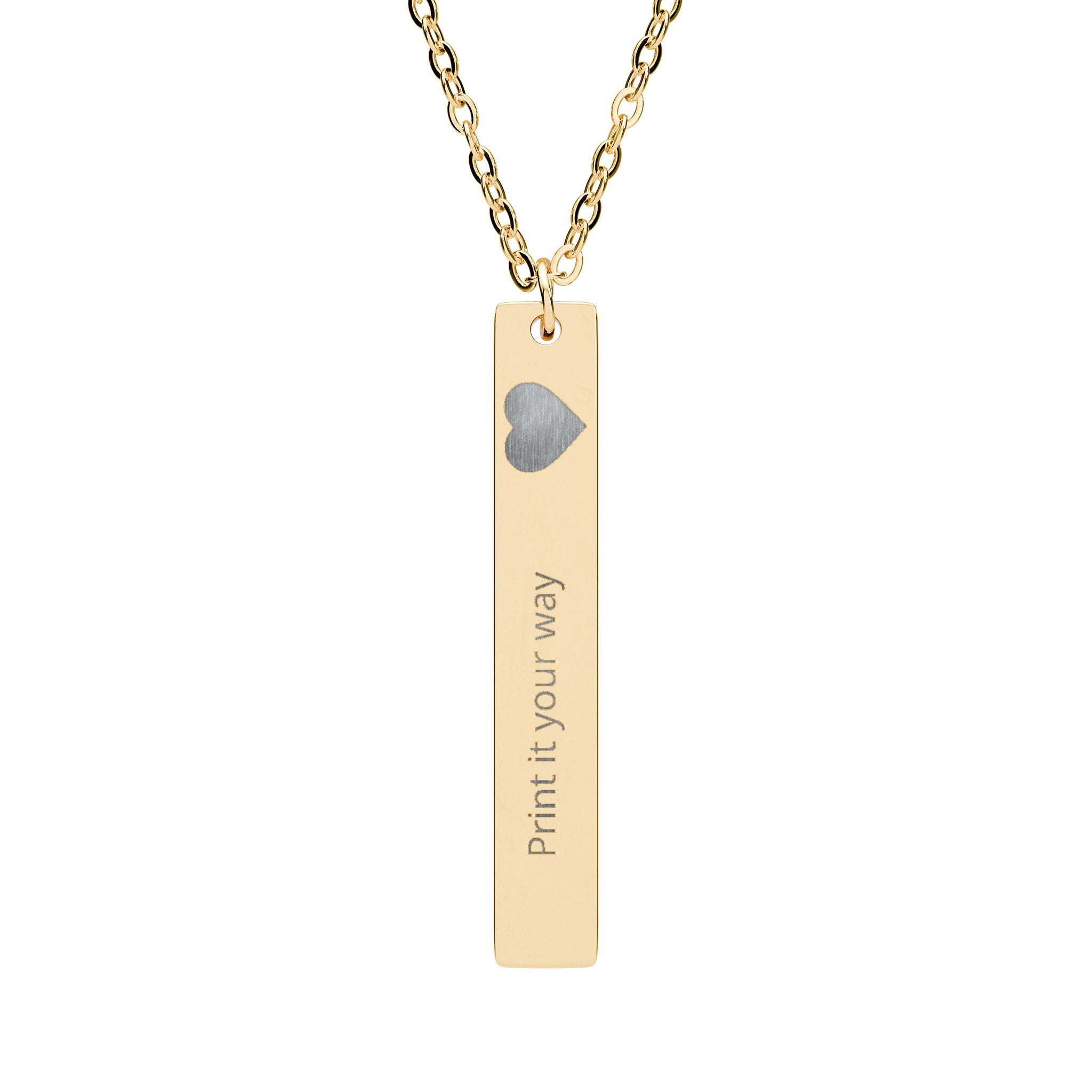 Engraved Heart Vertical Bar Necklace | Personalized Bar Necklace