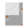 Baby Swaddle Minky Blanket — Cozy Newborn Shower Gift (Gray with Sleeping Baby Pattern)