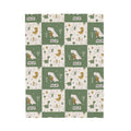 Dinosaur Patchwork Hello Velveteen Plush Blanket | Green Dino Nursery Throw