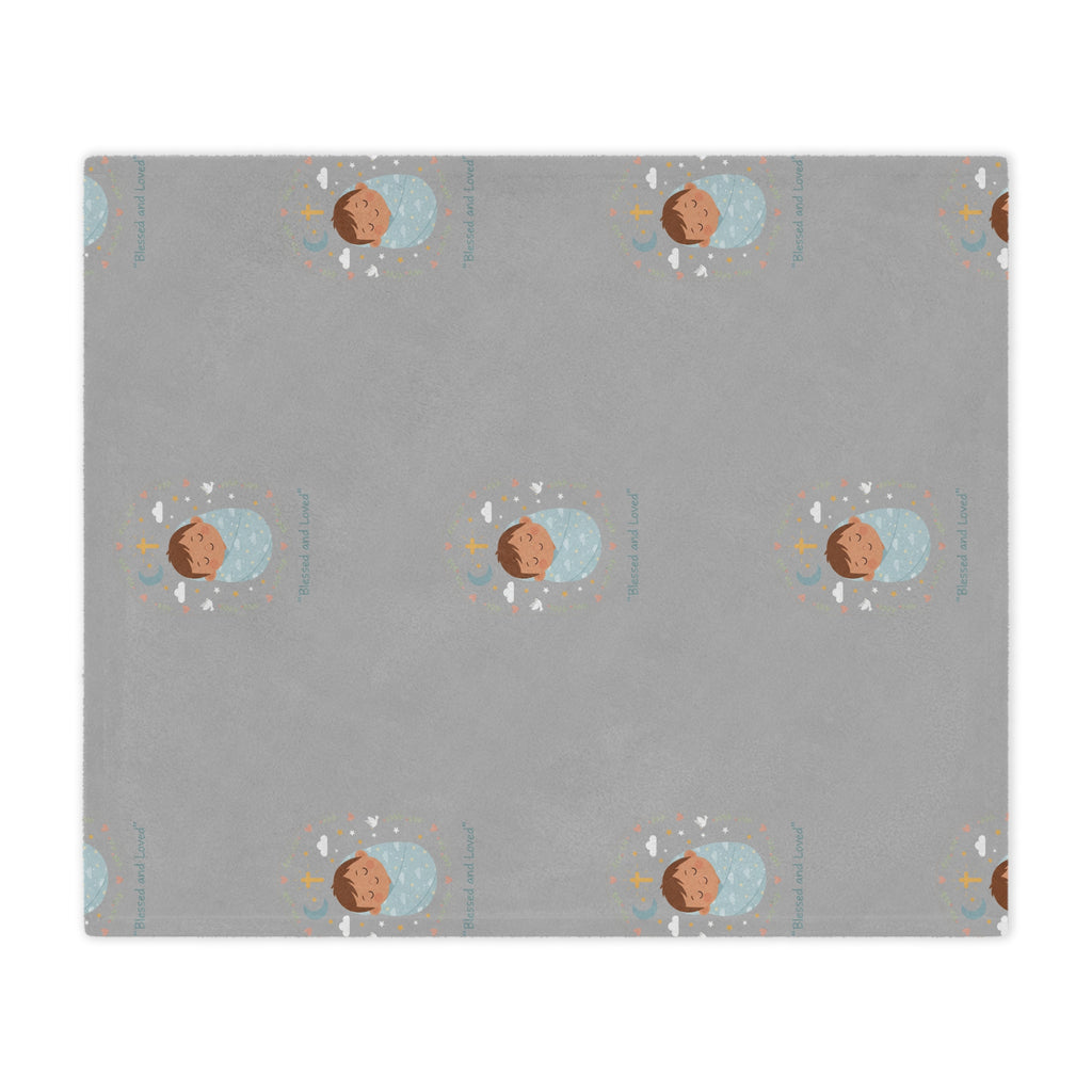 Baby Swaddle Minky Blanket — Cozy Newborn Shower Gift (Gray with Sleeping Baby Pattern)