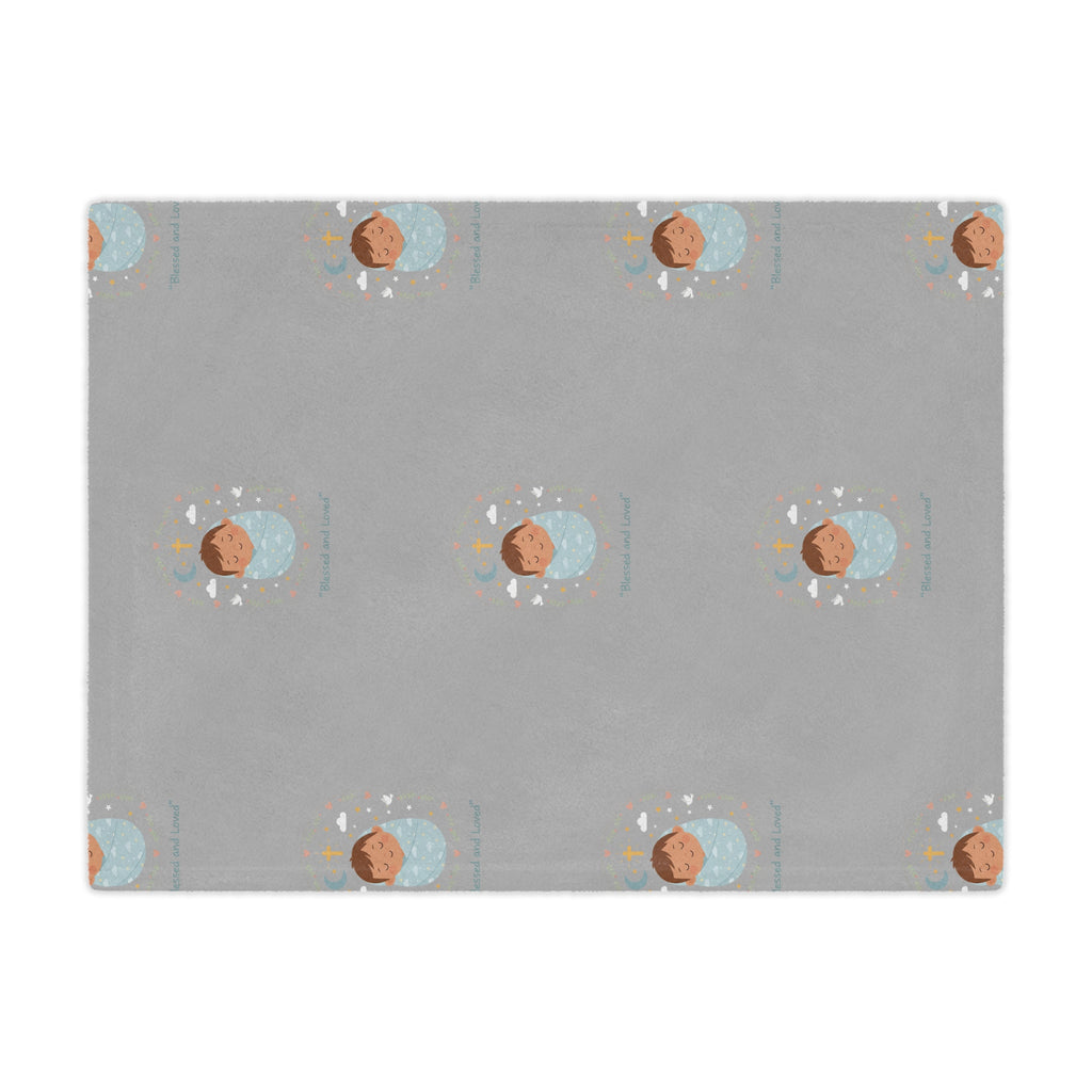 Baby Swaddle Minky Blanket — Cozy Newborn Shower Gift (Gray with Sleeping Baby Pattern)