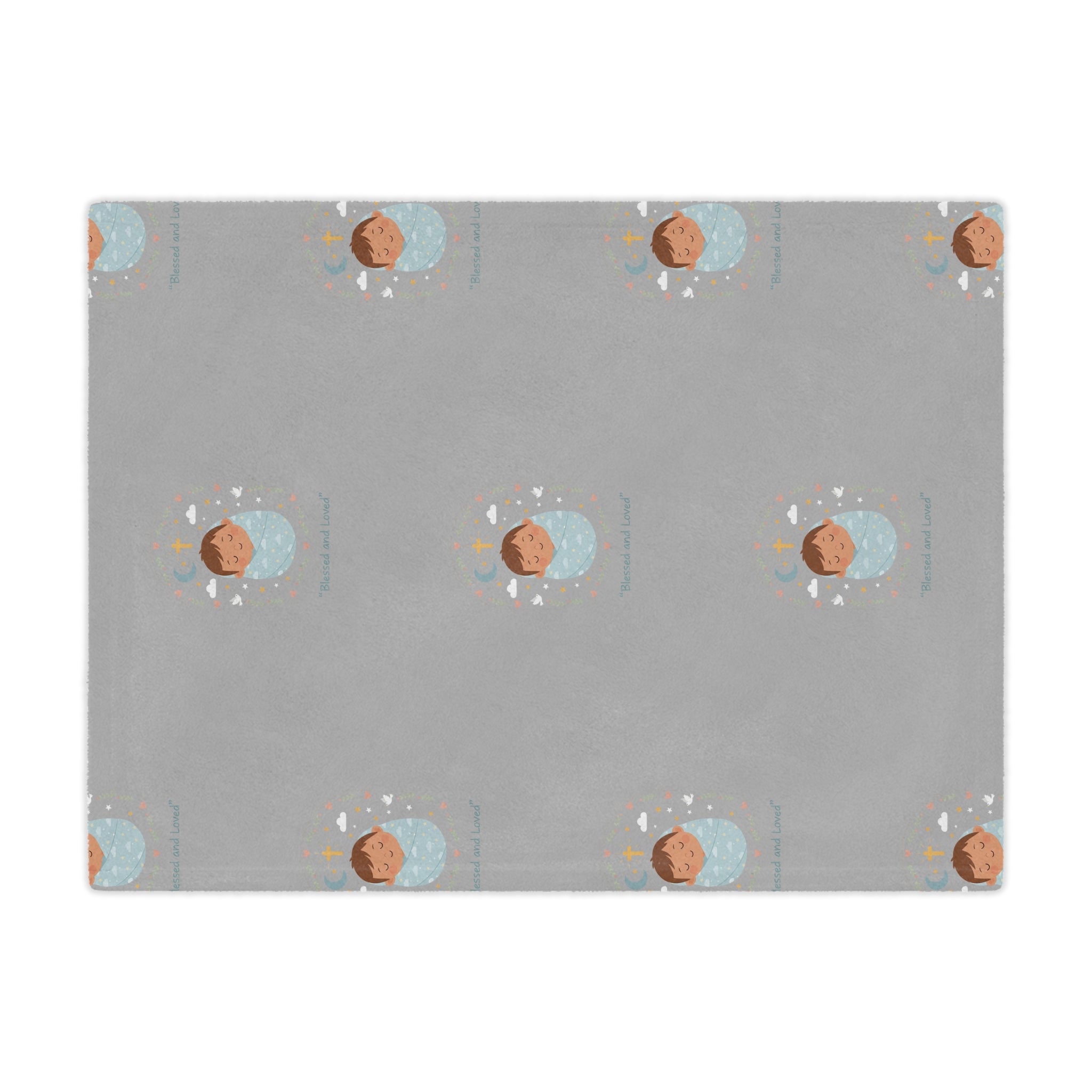 Baby Swaddle Minky Blanket — Cozy Newborn Shower Gift (Gray with Sleeping Baby Pattern)