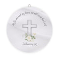Joshua 24:15 Cross Floral Wood Sign | Round Scripture Home Decor
