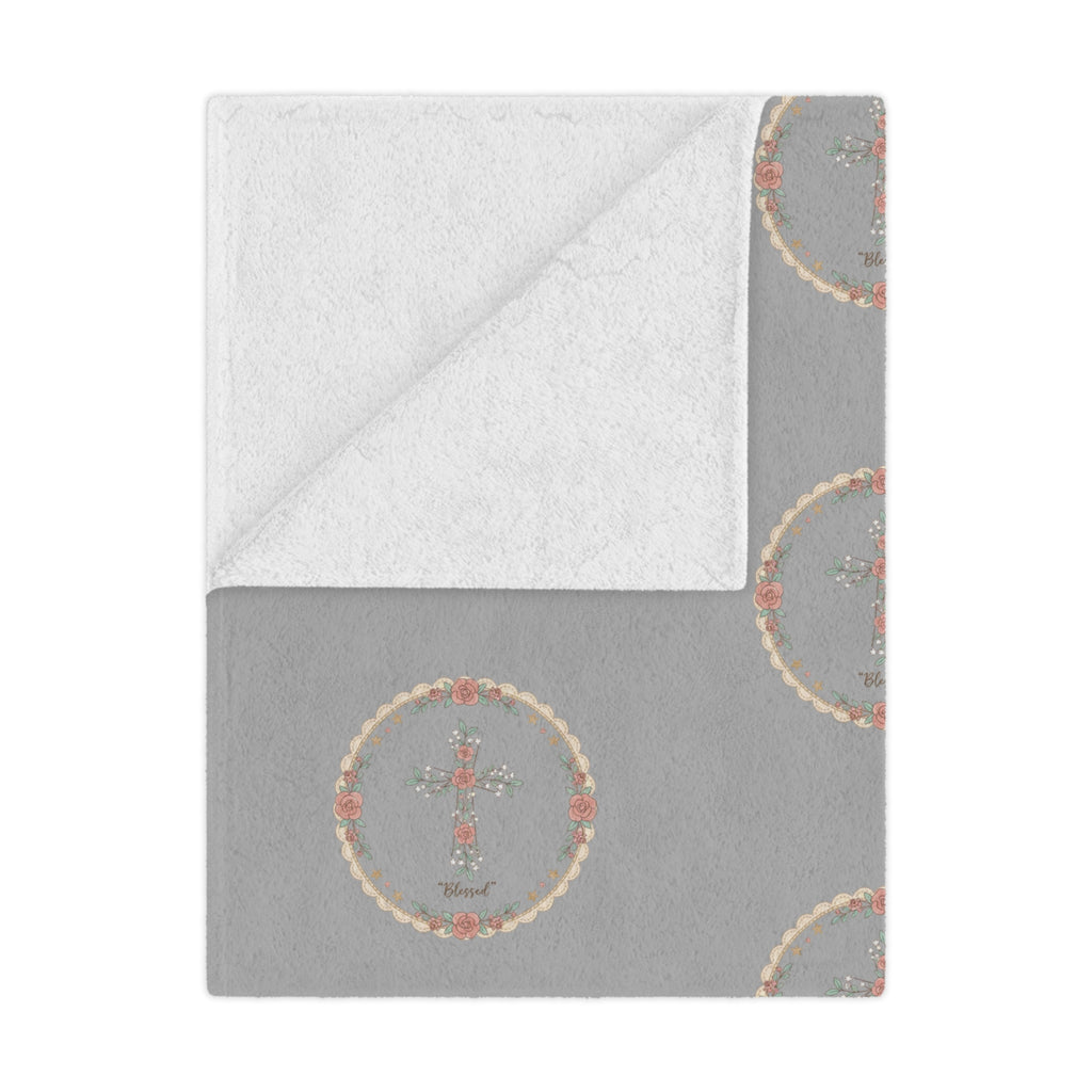 Personalized Grey Circle Mandala Minky Blanket — Soft Decorative Throw for Living Room & Nursery