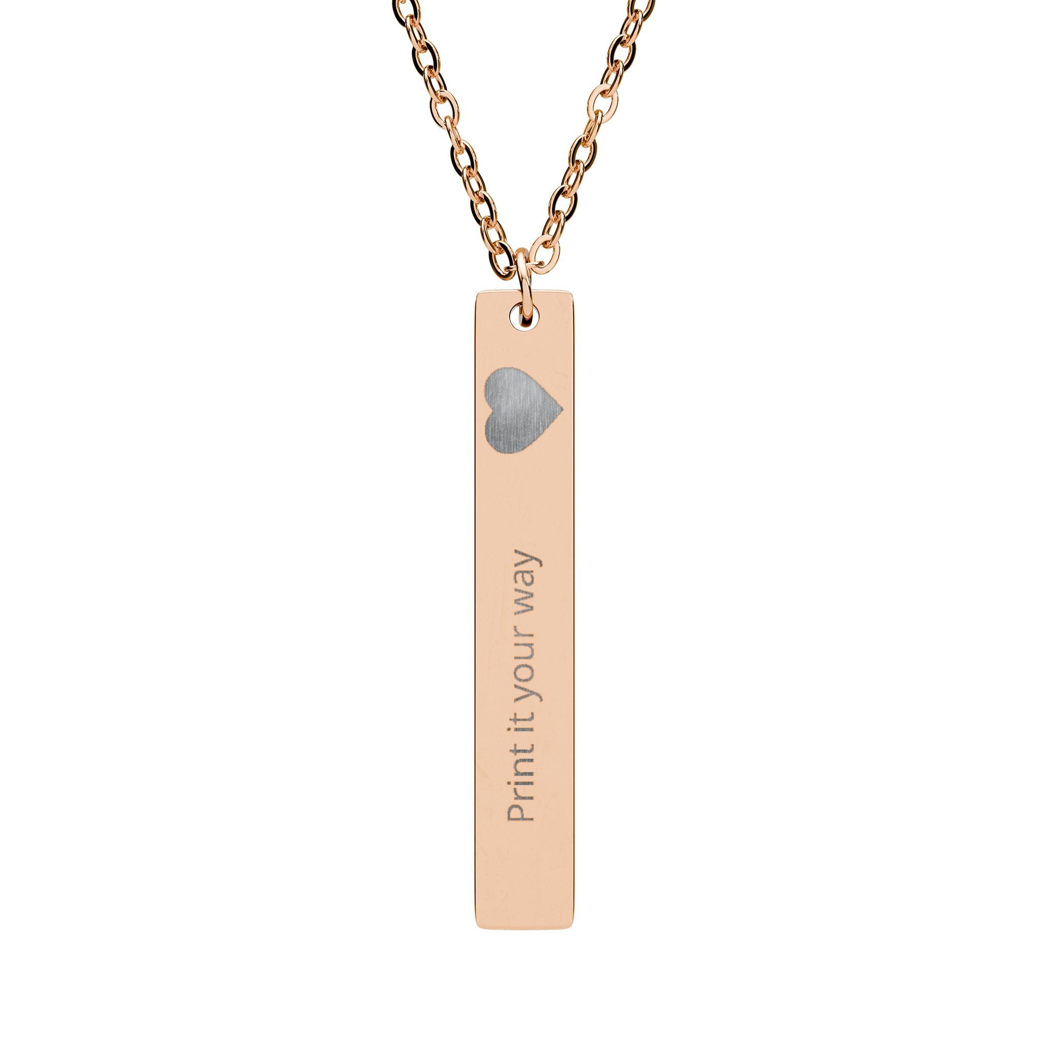 Engraved Heart Vertical Bar Necklace | Personalized Bar Necklace