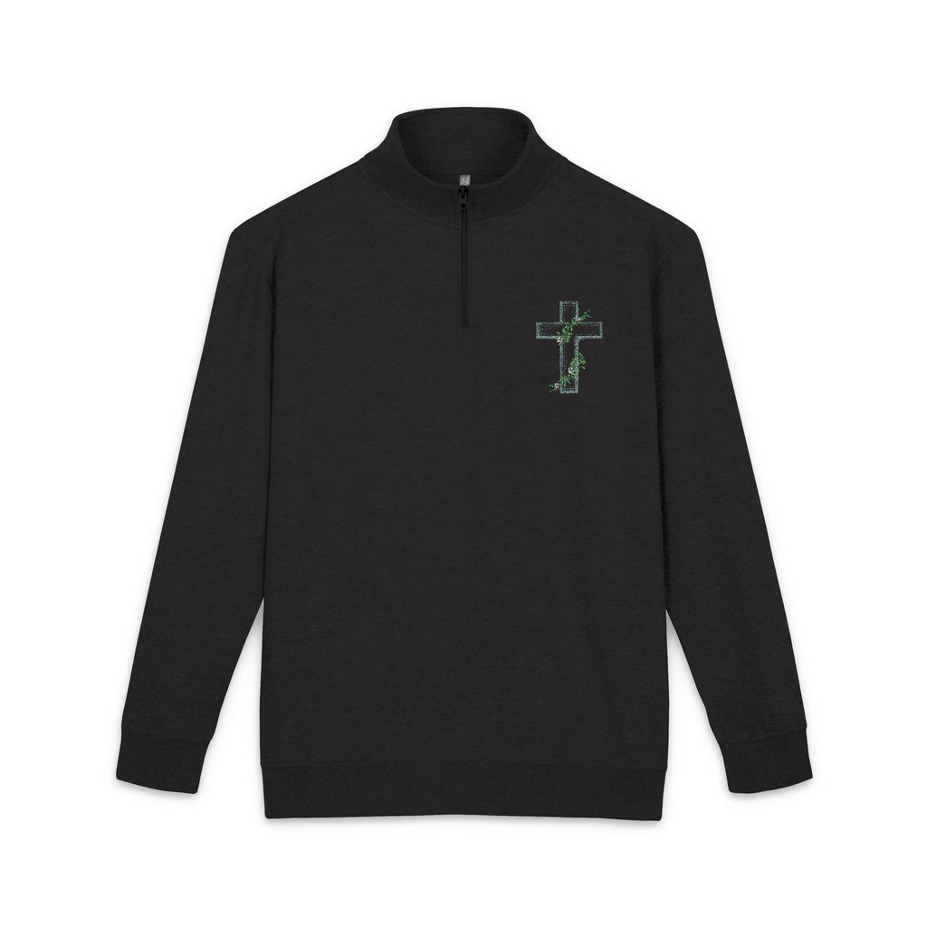 Embroidered Green Vine Quarter-Zip Pullover