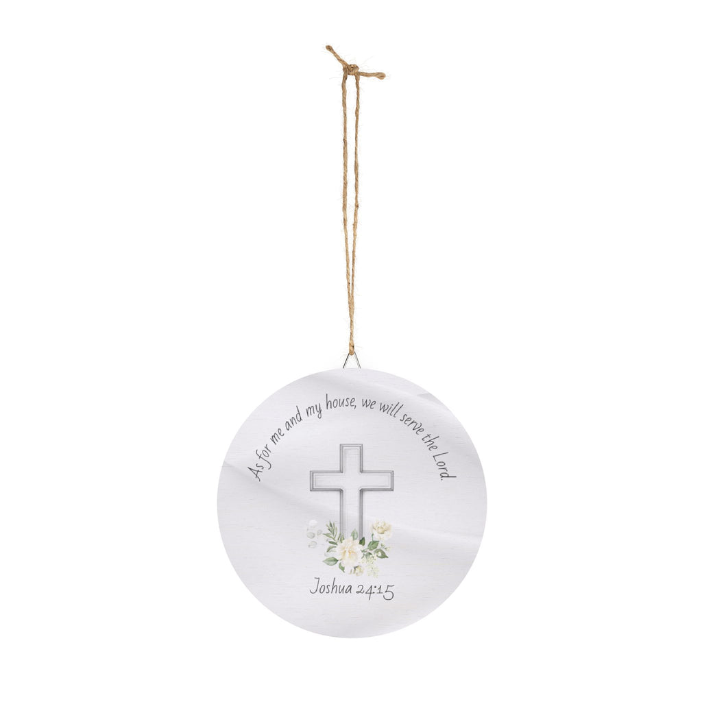 Joshua 24:15 Cross Floral Wood Sign | Round Scripture Home Decor