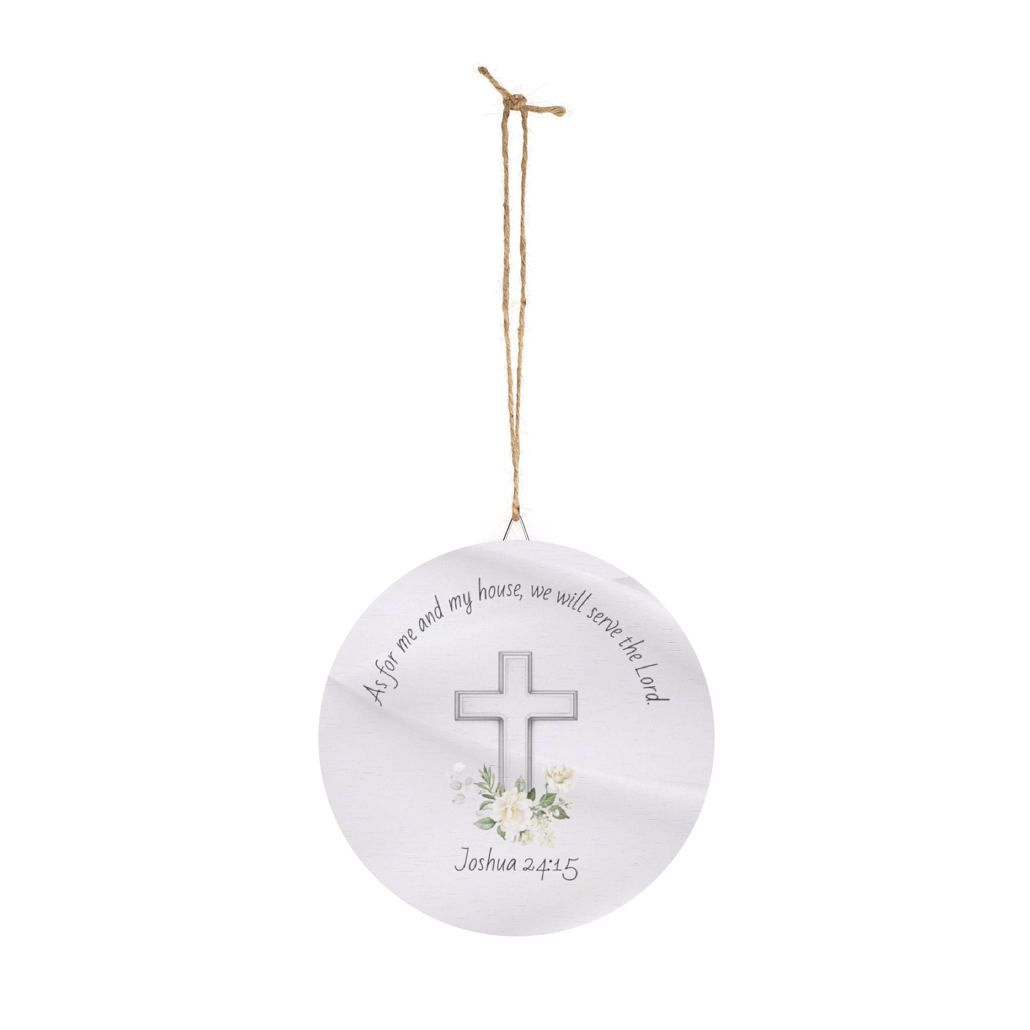 Joshua 24:15 Cross Floral Wood Sign | Round Scripture Home Decor