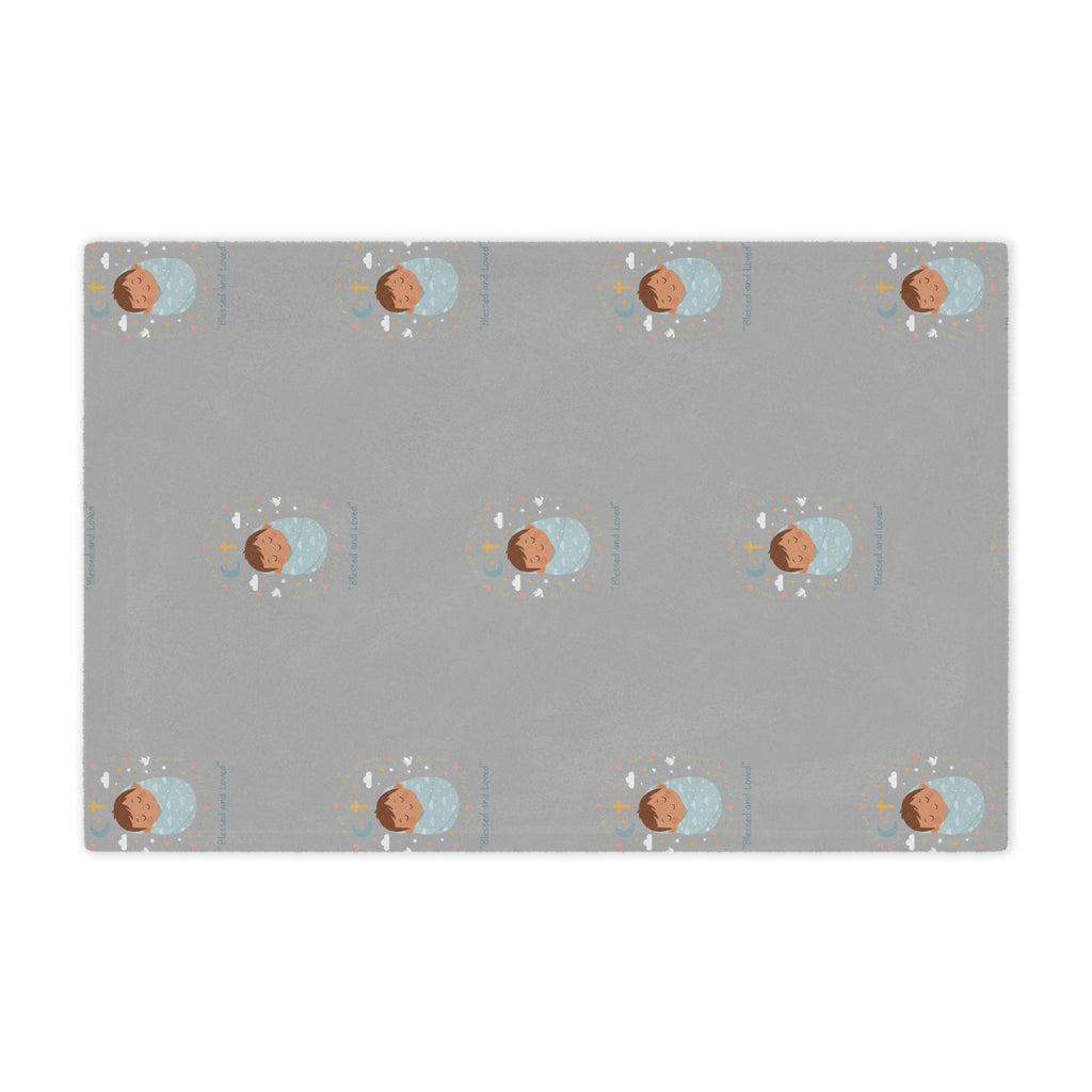 Baby Swaddle Minky Blanket — Cozy Newborn Shower Gift (Gray with Sleeping Baby Pattern)