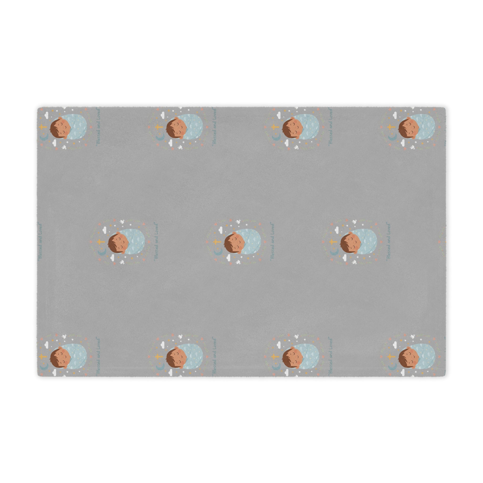 Baby Swaddle Minky Blanket — Cozy Newborn Shower Gift (Gray with Sleeping Baby Pattern)