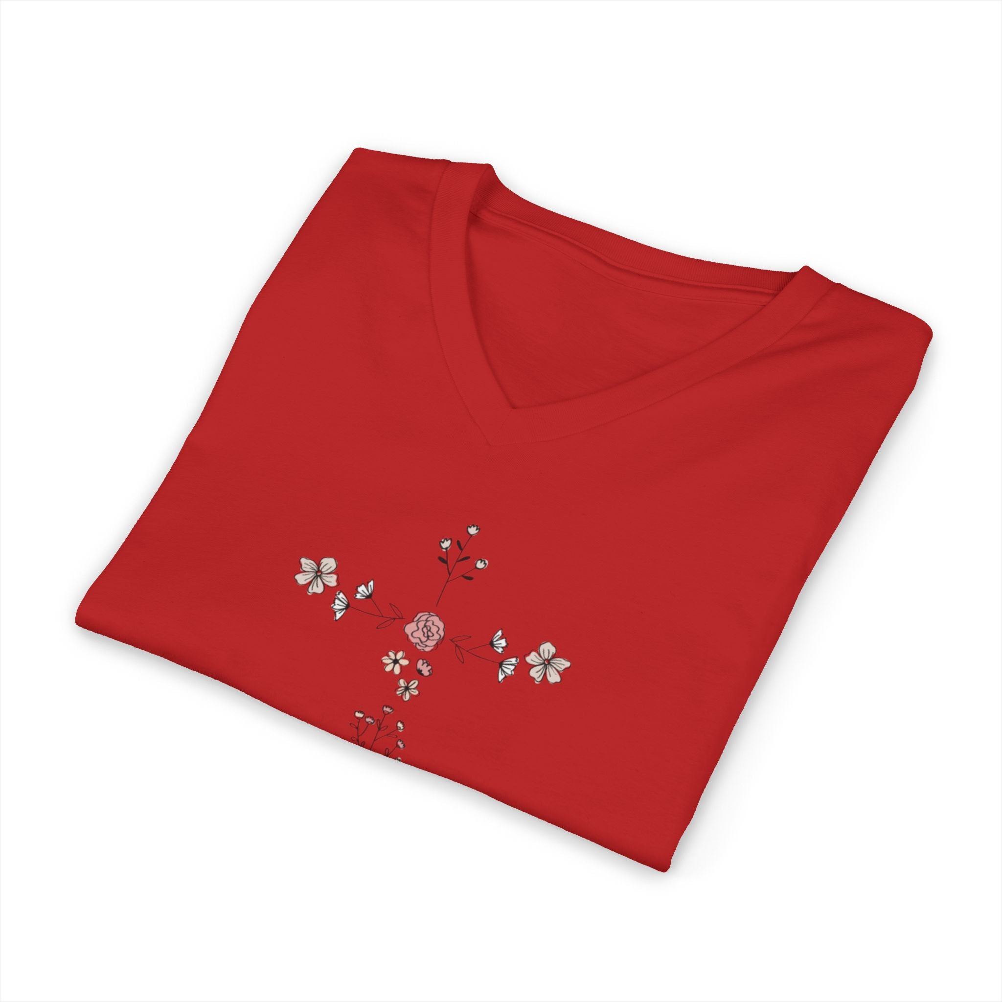 Floral Cross V-Neck Tee — Faith & Hope Rose Design