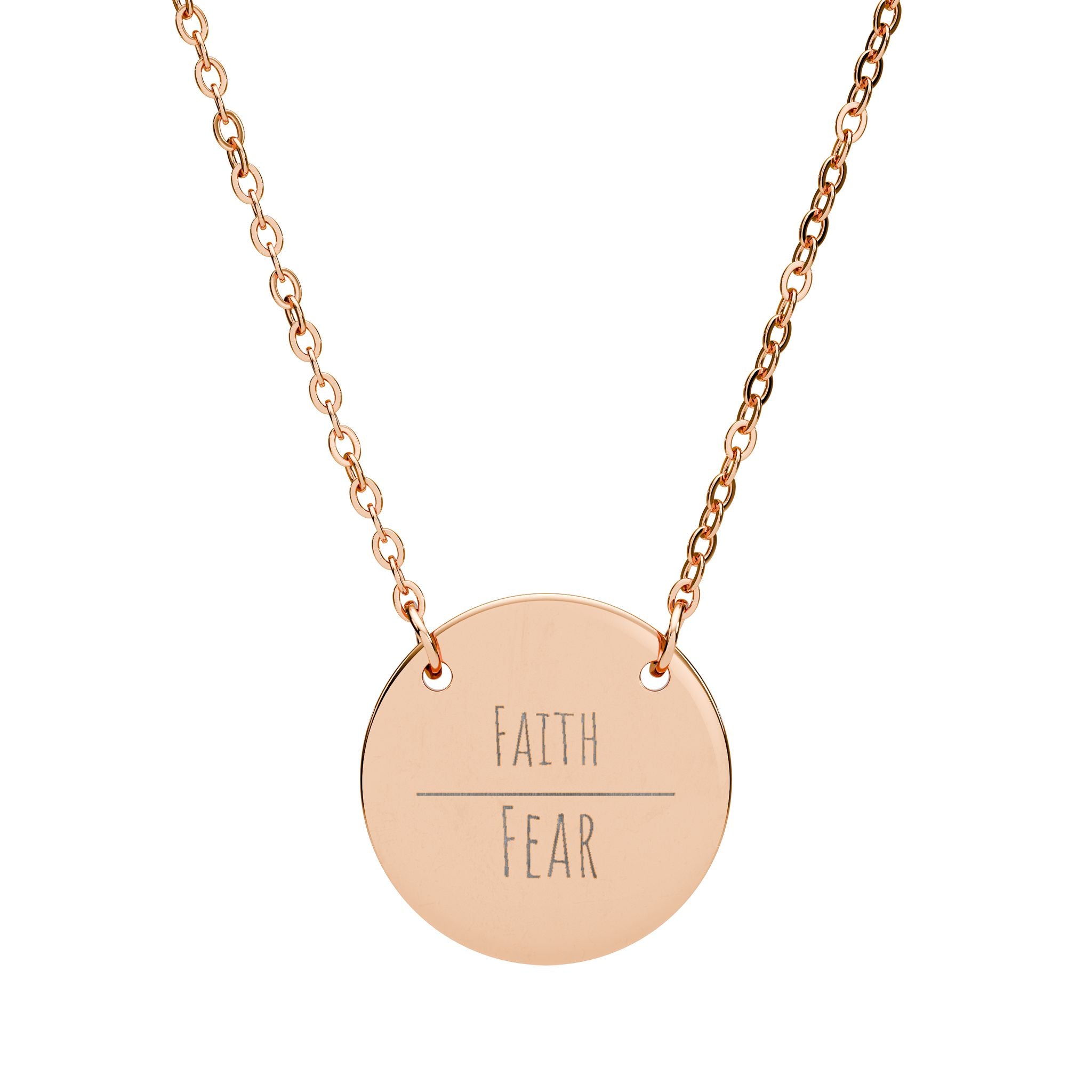 Faith Over Fear Circle Necklace | Engraved Pendant